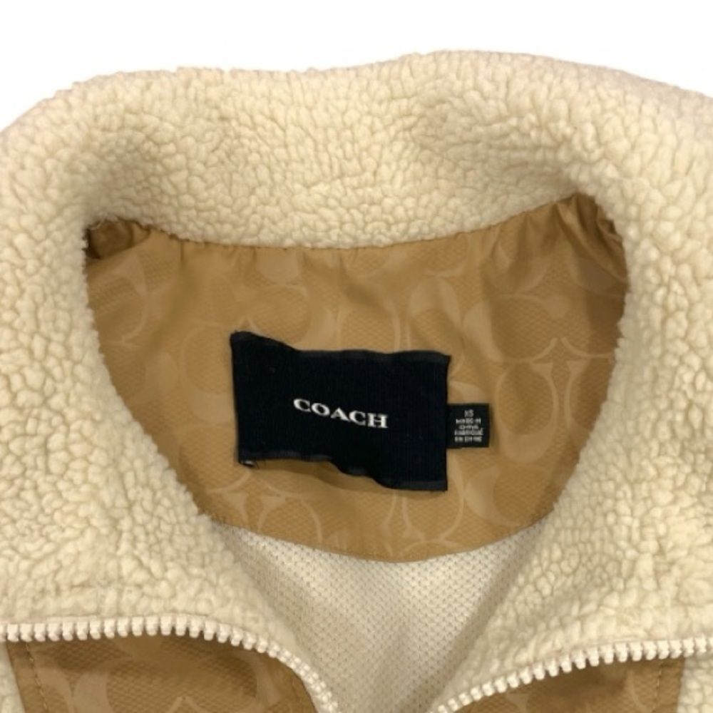 Coach Half-Zip Cream Sherpa Fleece Pullover Jacket with Tan Accents Size XS - Picture 4 of 7